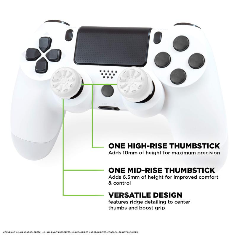 Thumbsticks Galaxy White for Playstation 4 (PS4) and Playstation 5 (PS5),FPS Freek Inferno for Xbox One and Xbox Series X Controller,Performance Thumbsticks | 1 High-Rise, 1 Mid-Rise | White