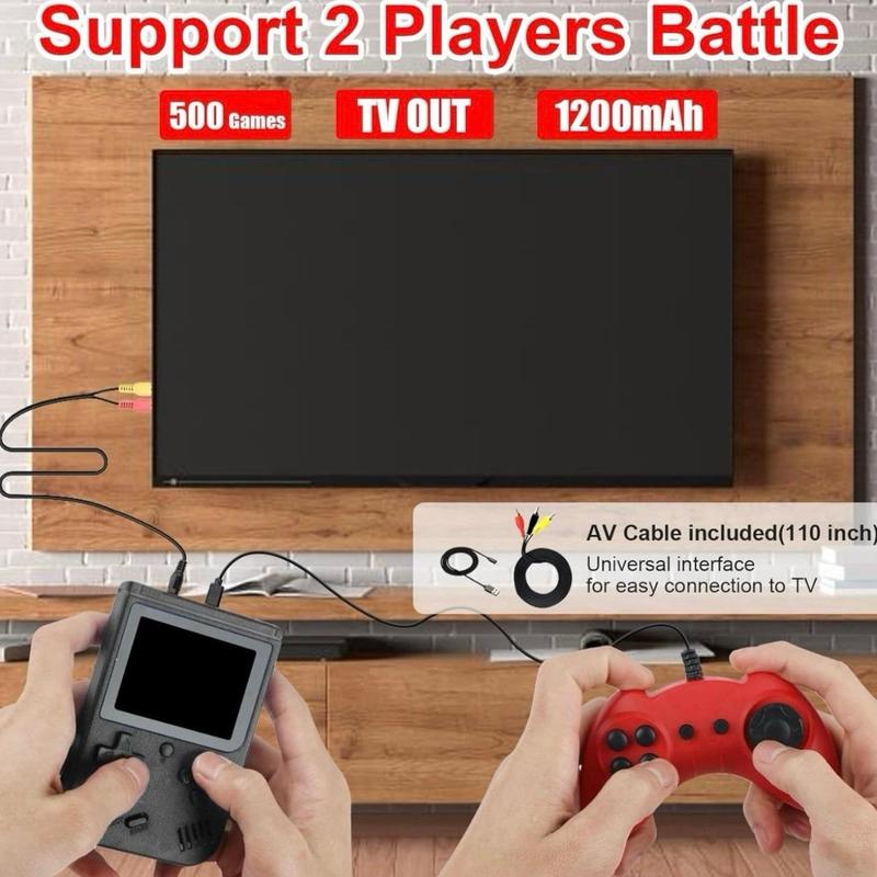 Retro Gaming Console, Handheld Game Console with 500 Classical Games Portable Hand Held Video Game Pocket Console for Kids & Adult Two Players Support for TV