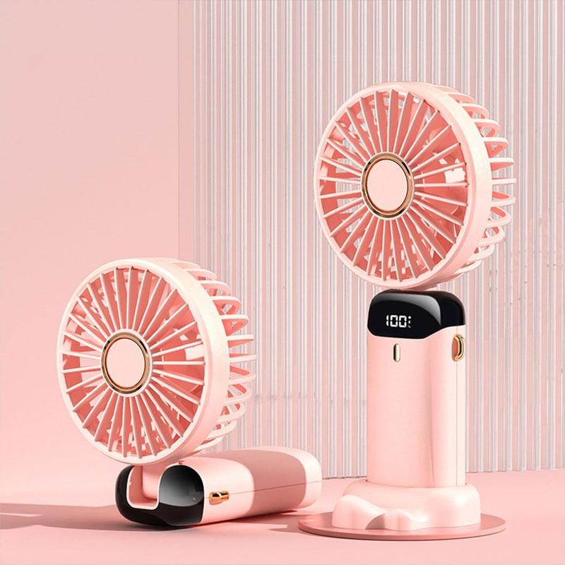 USB Rechargeable Handheld Fan for Summer Gift, Compact Electric Fan with Digital Display, Portable Fan, Cooling Fan, Household Appliances for Home, Office, Travel, Summer Supplies