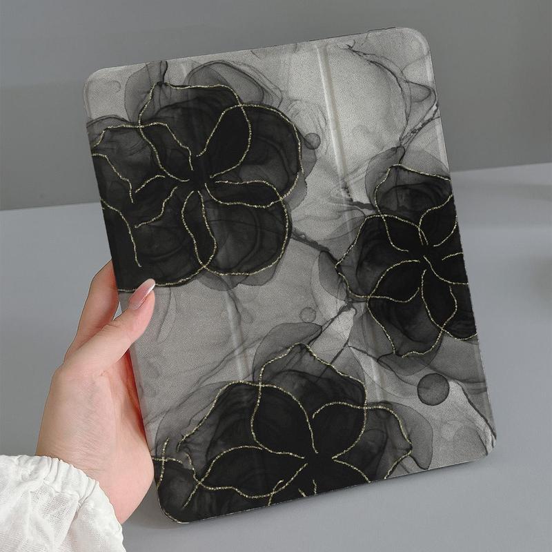 Floral Pattern Tablet Case with Pen Slot, Shockproof Tablet Protective Cover, Tablet Accessories Compatible with iPad