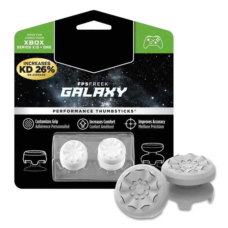 Thumbsticks Galaxy White for Playstation 4 (PS4) and Playstation 5 (PS5),FPS Freek Inferno for Xbox One and Xbox Series X Controller,Performance Thumbsticks | 1 High-Rise, 1 Mid-Rise | White