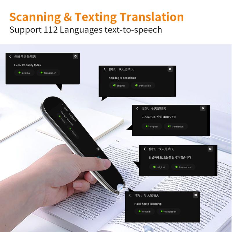 JOYYE Translation Pen, Smart Pen, Portable Scan Translator, Support 112 Languages Real Time Text to Speech OCR WiFi Translator Suitable for Meetings Travel Learning