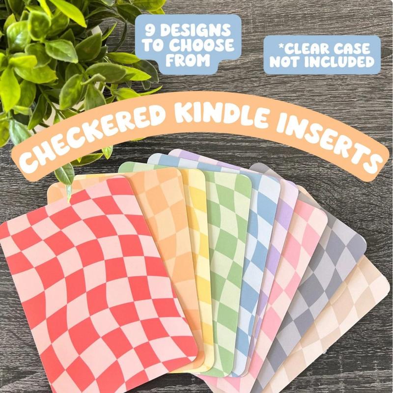 Checkered Kindle Device Inserts - Durable Cardstock Inserts for Clear Case Covers | Oasis Covers | Paperwhite Accessory Skins | Decoration Gifts for Readers | Basic Reading Accessories | Paper Insert | Booktok | Book Lover