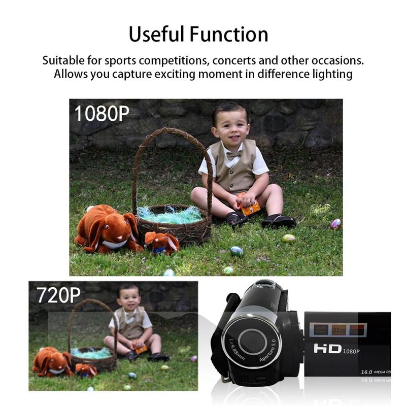 4K 48MP DV Camera 2.7in TFT Rotatable Screen 16x Digital Zoom Video Camera with USB Cable