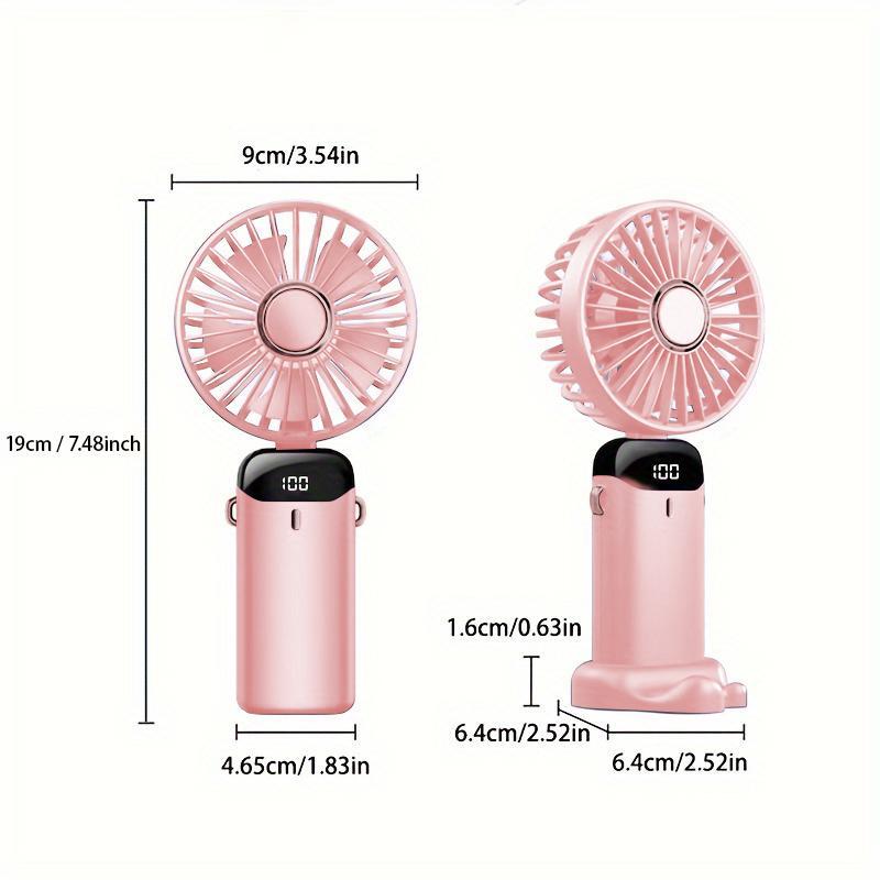 USB Rechargeable Handheld Fan for Summer Gift, Compact Electric Fan with Digital Display, Portable Fan, Cooling Fan, Household Appliances for Home, Office, Travel, Summer Supplies