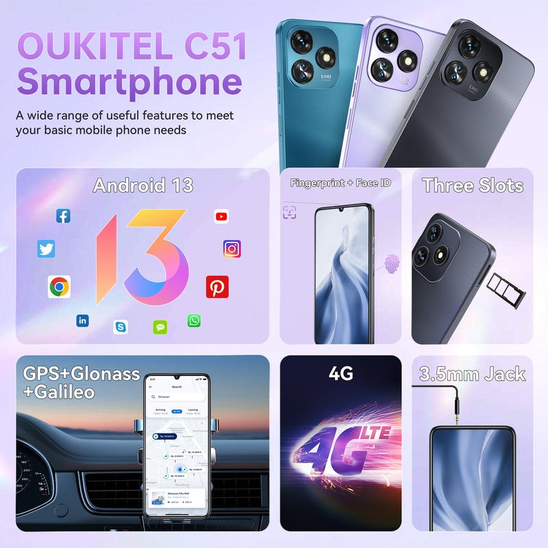 OUKITEL C51 unlock mobile phone.  16GB+128GB Smartphone，  6.8