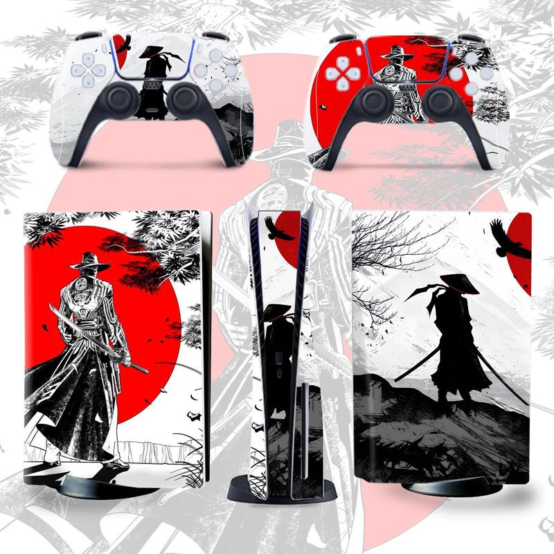 Hand-painted Anime Scene Game Console Skin Sticker (1 Set), Multipurpose Self-adhesive Anti-scratch Protective Film, Multifunctional Game Console Protector For PS5