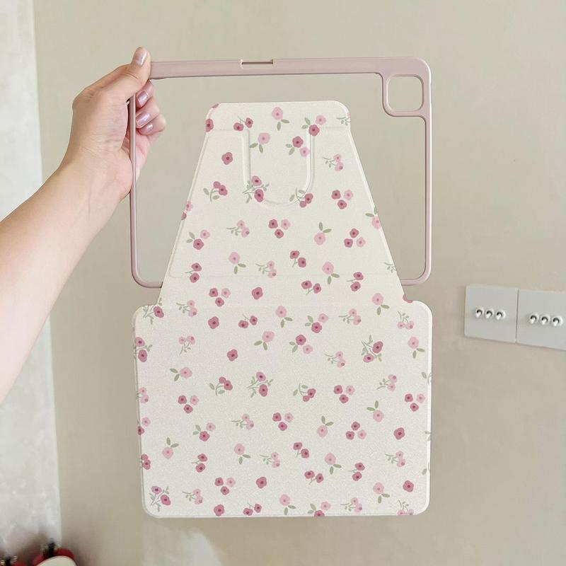 Floral Pattern Tablet Case with Pen Slot, 1 Count 360° Rotatable Tablet Protective Cover, Shockproof Tablet Protector Compatible with iPad