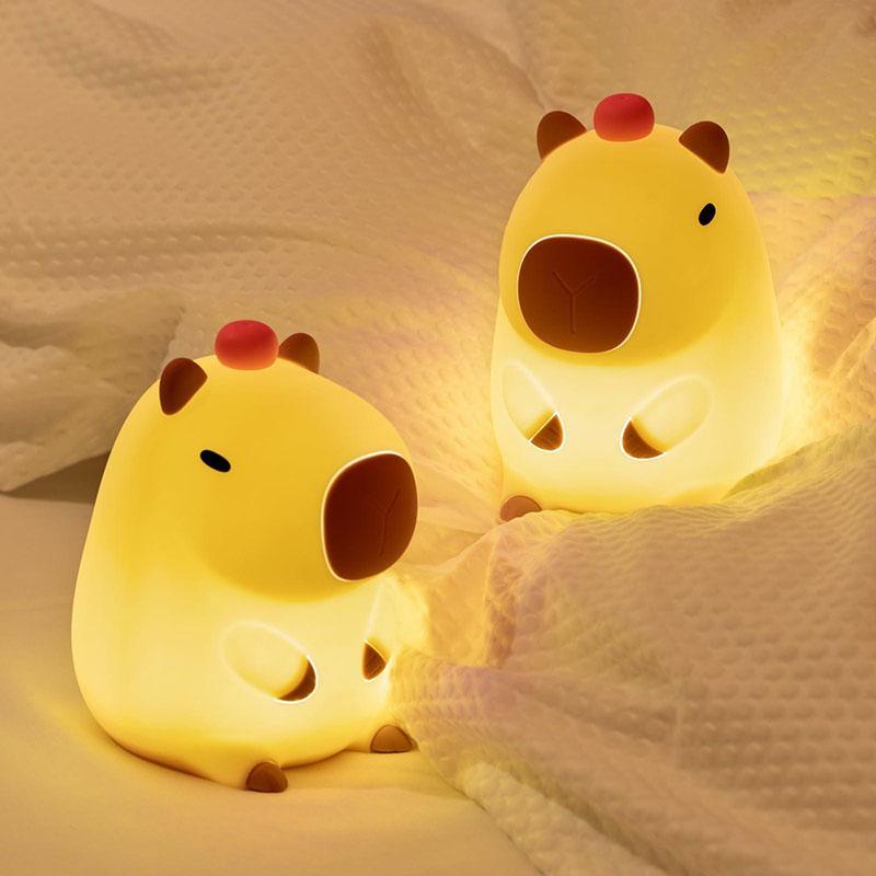 Cartoon Capybara Design Night Light， USB Rechargeable Animal Shaped Night Light, Portable Touch Control Light For Bedroom, Living Room