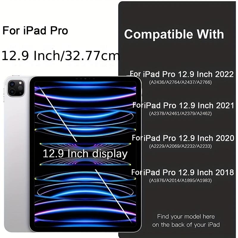 Case Compatible With IPad Pro 12.9 Case 6th 5th 4th 3rd Generation, TPU Flexible Back With Pencil Holder For IPad Pro 12.9 2022 2021 2020 2018, Support Pencil 2 Charging, Black