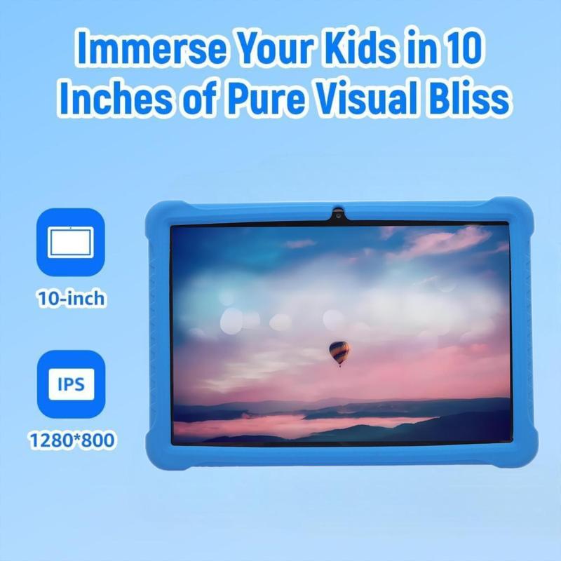 10.1 Inch Android 12 Tablet, 3GB RAM 64GB ROM Tablet with Shockproof Case, Dual Camera Parental Control Tablet, Educational Tablet for Boys & Girls