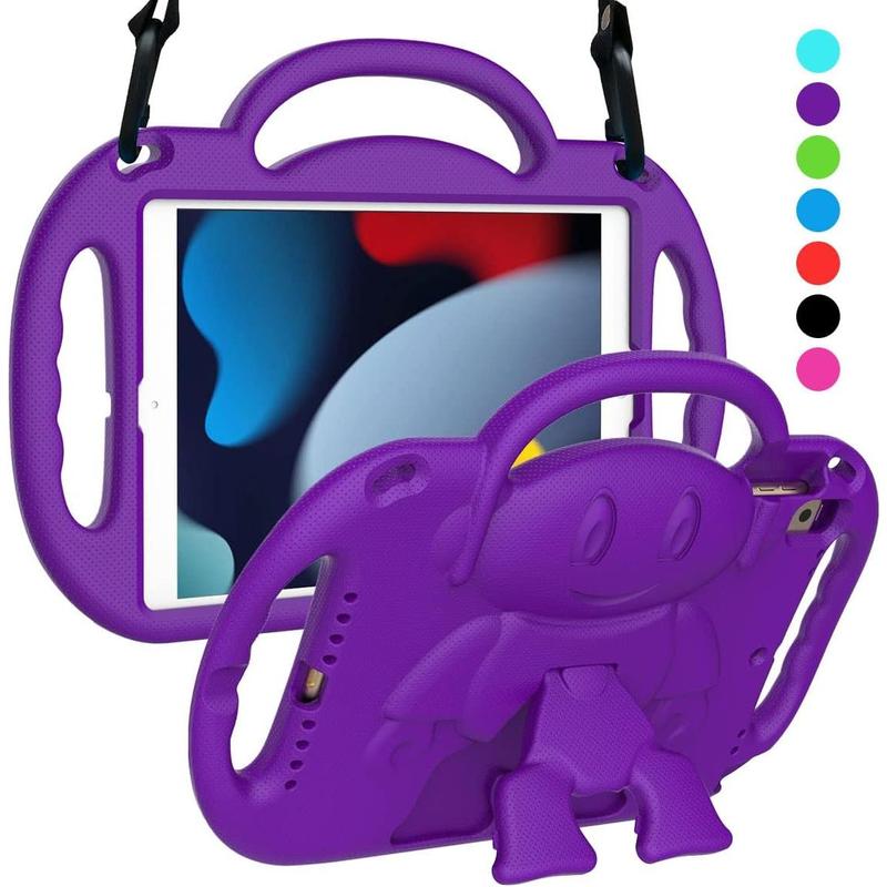 SUPLIK iPad 10.2 Case for Kids, iPad 9th 8th 7th Generation Case, iPad 10.2 2021 2020 2019 Protective Case with Shoulder Strap Handle Stand for Apple iPad 10.2 inch Model, Purple