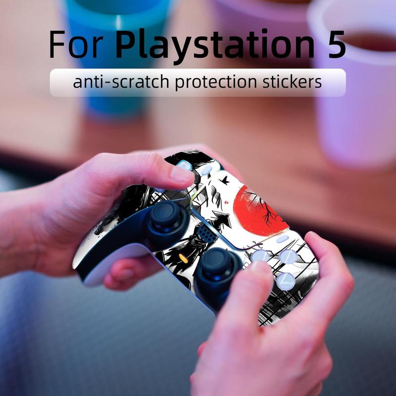 Hand-painted Anime Scene Game Console Skin Sticker (1 Set), Multipurpose Self-adhesive Anti-scratch Protective Film, Multifunctional Game Console Protector For PS5