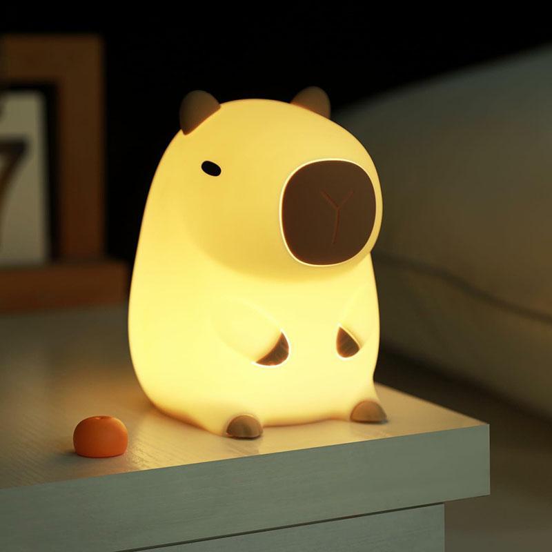 Cartoon Capybara Design Night Light， USB Rechargeable Animal Shaped Night Light, Portable Touch Control Light For Bedroom, Living Room