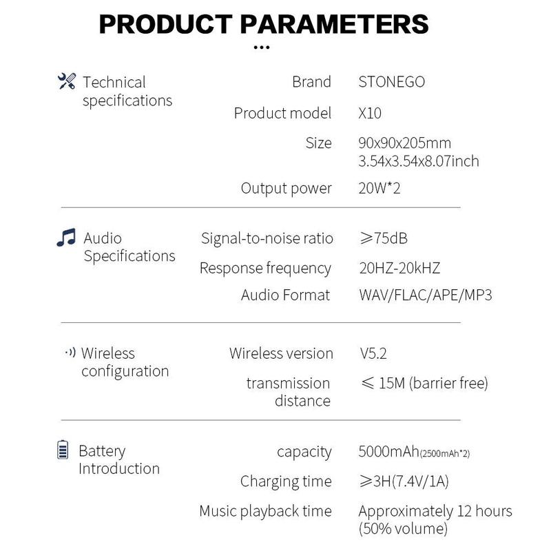 Portable Wireless Speaker, IPX7 Waterproof Speaker with LED Light, Rechargeable Bluetooth-compatible Speaker with DSP Sound Effect Control for Party, Shower, Birthday & Holiday Gift