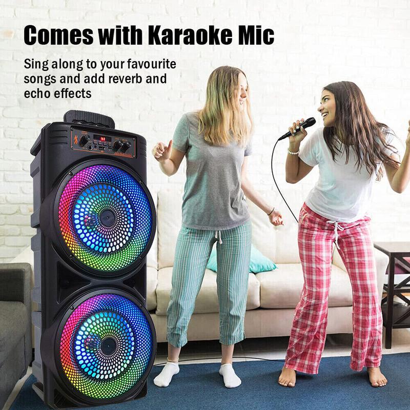 5000W Dual 8'' Bluetooth Speaker Sub Woofer Heavy Bass Sound System Party & Mic audio device sound  system