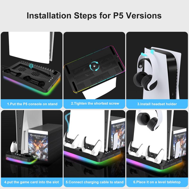 Dual PS5 Controller Charging Dock with Cooling Fan & 3-Port USB Hub