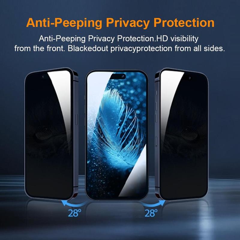 WEKOME 2 PCS Set Magic Privacy Protections Screen Protector Tempered Glass Film for iPhone 12 13 14 15 16 Plus Pro Max, Auto Dust Elimination, Bubble Free, Full Cover, Anti-spy, Anti-fingerprint, Anti Glare, Anti-Scratch, Anti Blue-ray Magic John For Gift