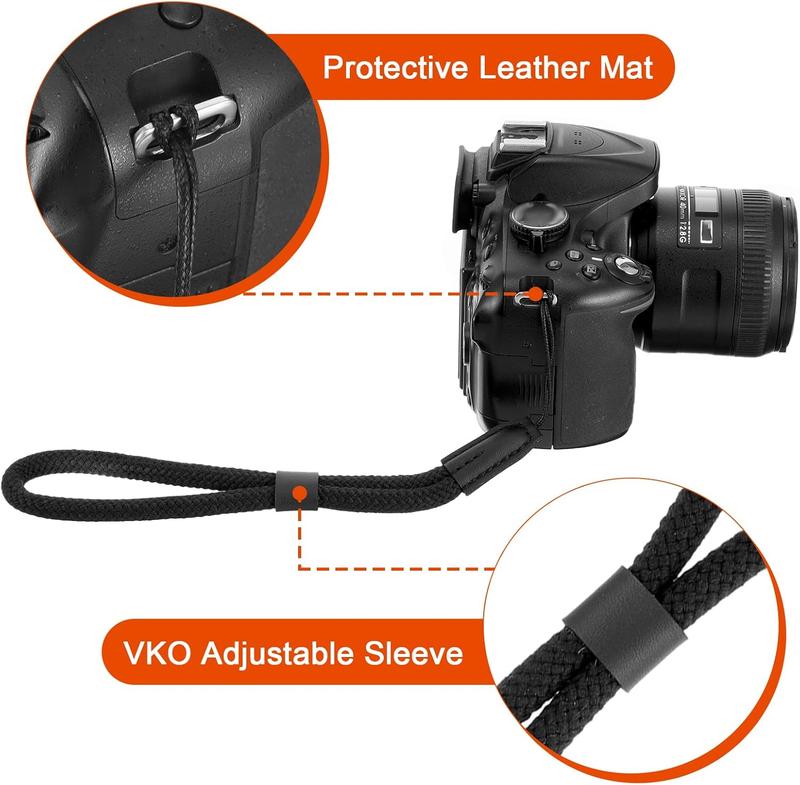 Adjustable Camera Wrist Strap, Black Hand Strap Lanyard, Soft Nylon Wristlet Straps Rope Camera Hand Strap for Camera Phone Case  Keychain USB Flash Drive Flashlight Glove Leash