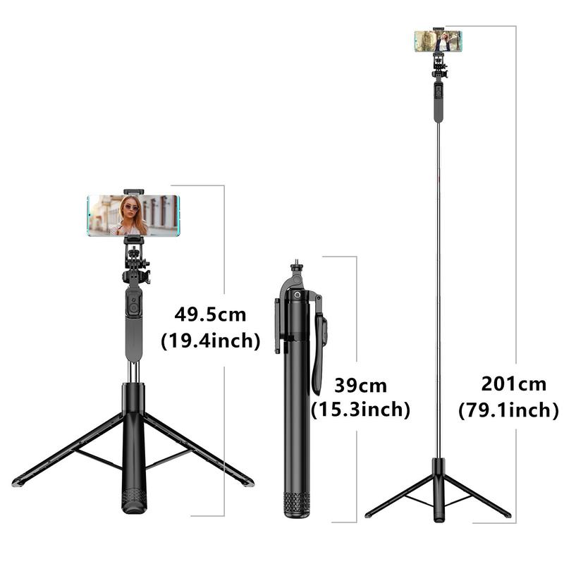 79 Inch Phone Tripod, Multifunctional Selfie Stick Tripod & Camera Stand, Extendable Cell Phone Tripod Stand with Wireless Remote, 360° Rotation Phone Tripod for Video Recording Selfie Photo Live Stream Vlogging