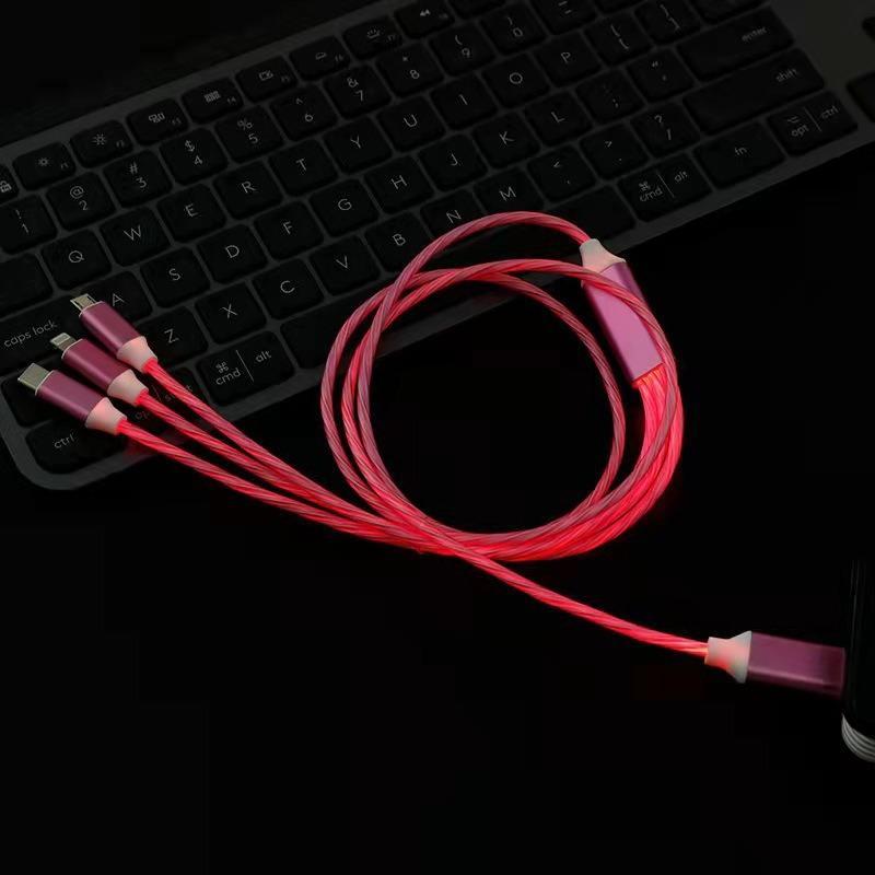 1m USB Charging Cable, Glowing LED Light Up Charger Cord, Type-C Charger Cable For iPhone Samsung Android