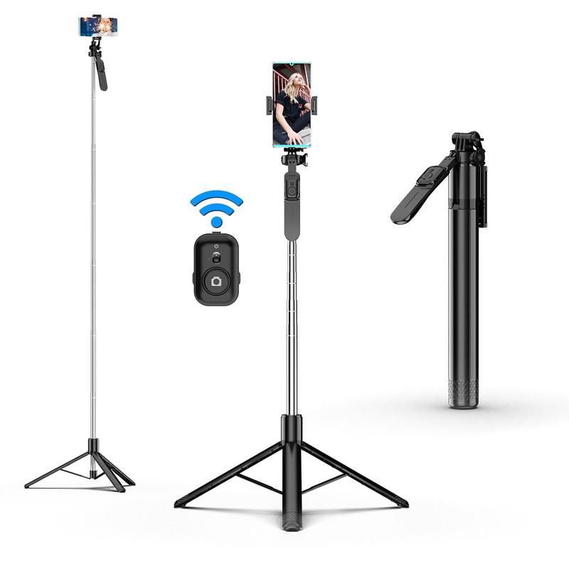 79 Inch Phone Tripod, Multifunctional Selfie Stick Tripod & Camera Stand, Extendable Cell Phone Tripod Stand with Wireless Remote, 360° Rotation Phone Tripod for Video Recording Selfie Photo Live Stream Vlogging