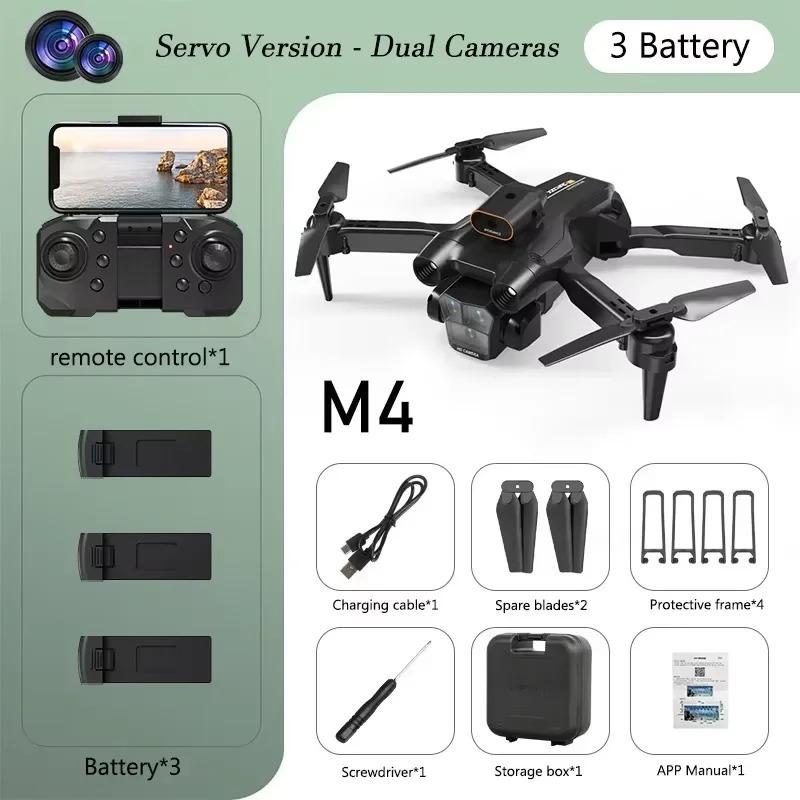 New M4 Drone 4K Professinal 5G WIFI With Wide Angle Triple HD Camera Foldable RC Helicopter WIFI FPV Height Hold Apron Sell