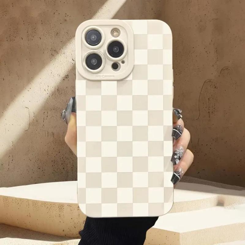 Fashionable Plaid Pattern Phone Case, Shockproof Phone Protective Cover, Phone Accessory Compatible with iPhone 11 12 13 14 15 Pro Max