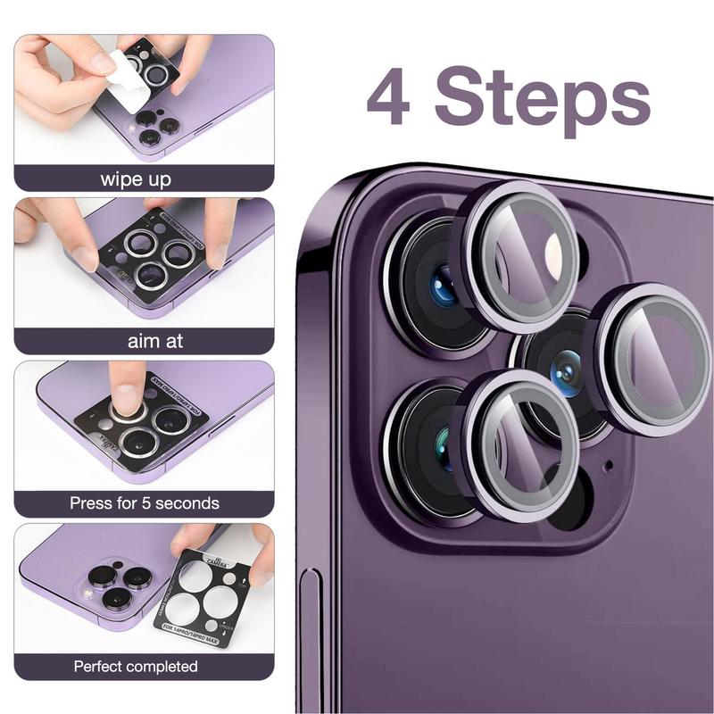 Tempered Glass Camera Lens Protector, 1 Count Phone Rear Lens Protective Film, Phone Accessories Compatible with iPhone 15 14 Pro Max Plus