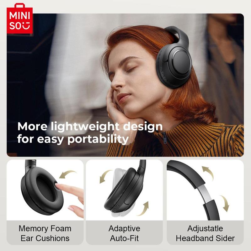 MINISO G50 Wireless Headphones, Electronic Audio Wireless Earbuds, Over-ear HiFi Sound Quality Gaming Headset with Built-in Microphone, Bluetooth-compatible Earphones for Phone, PC & Laptop