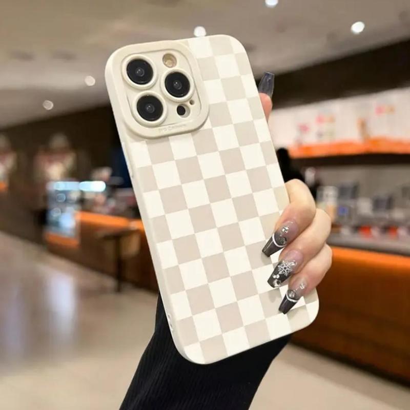 Fashionable Plaid Pattern Phone Case, Shockproof Phone Protective Cover, Phone Accessory Compatible with iPhone 11 12 13 14 15 Pro Max