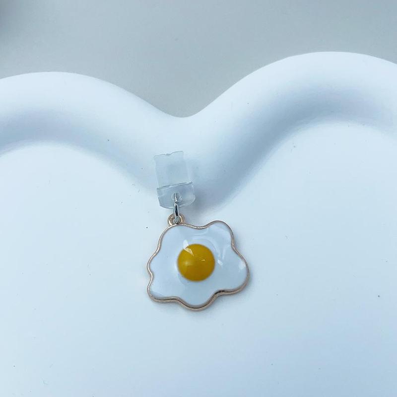 Poached Egg Charging Port Anti Dust Plug, Mobile Phone Dust Plug, Poached Egg Fried Egg Pendant, Mobile Phone Parts