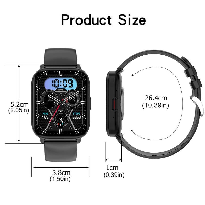 Multifunctional Digital Smart Watch Compatible with iPhone Android Smartphone, 2Counts Set HD Full Touch Screen Smart Watches With Health Monitor & Multi-sport Mode, Including 1 Count Watch & Watch Band, Stocking Fillers Gift