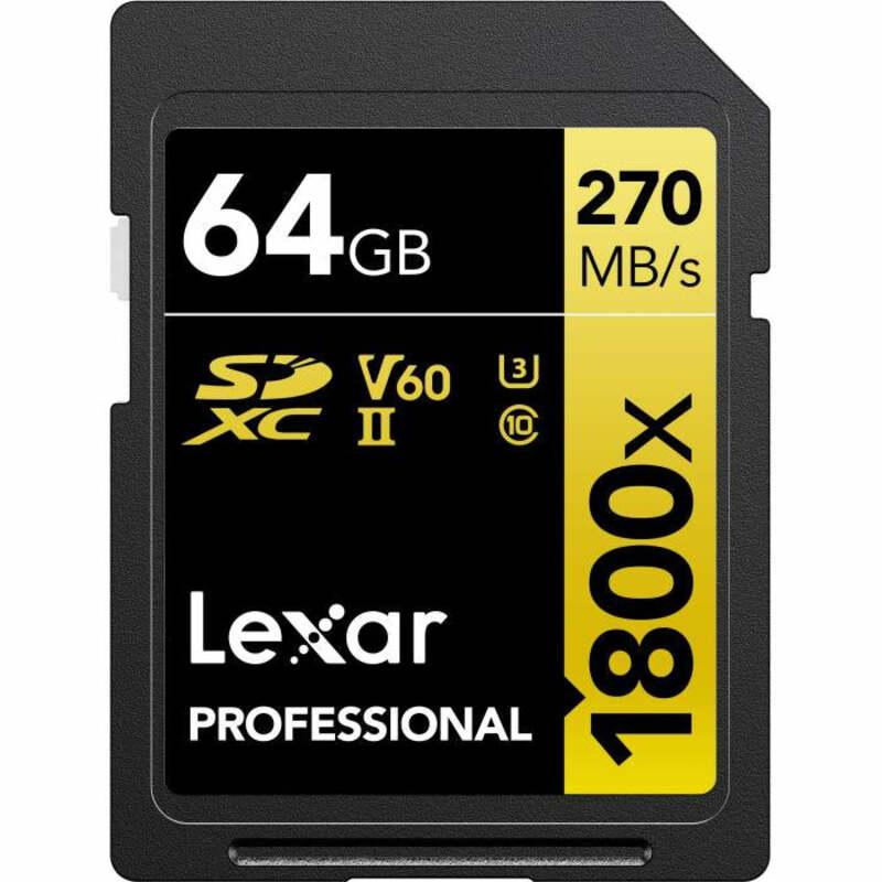 Lexar Professional 1800x SDXC UHS-II Card GOLD Series, 64GB