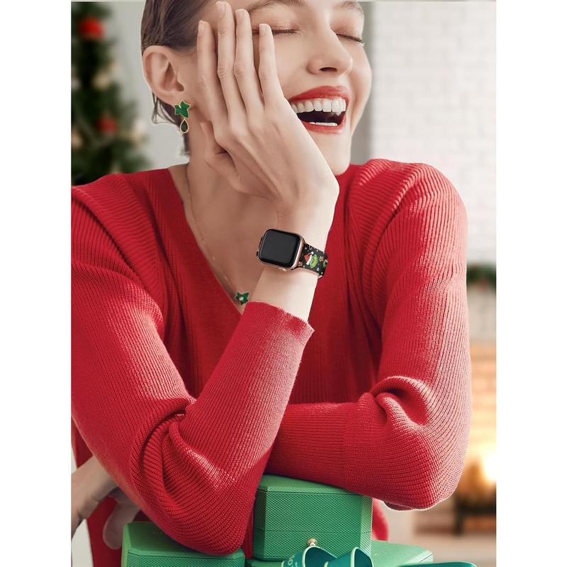 Watbro Christmas Watch Band Compatible with Apple Watch 38mm 40mm 41mm 42mm 44mm 45mm 49mm Women Men,Soft Silicone Cute Sport Strap Design for Apple Watch Ultra iWatch Series 8 7 6 5 4 3 2 1 SE Band