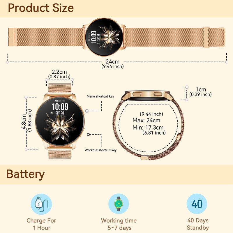 Multifunctional Smart Watch, Fashionable Digital Watch with Weather Forcast, Music Control, Phone Call, Sports Watch for Women & Men