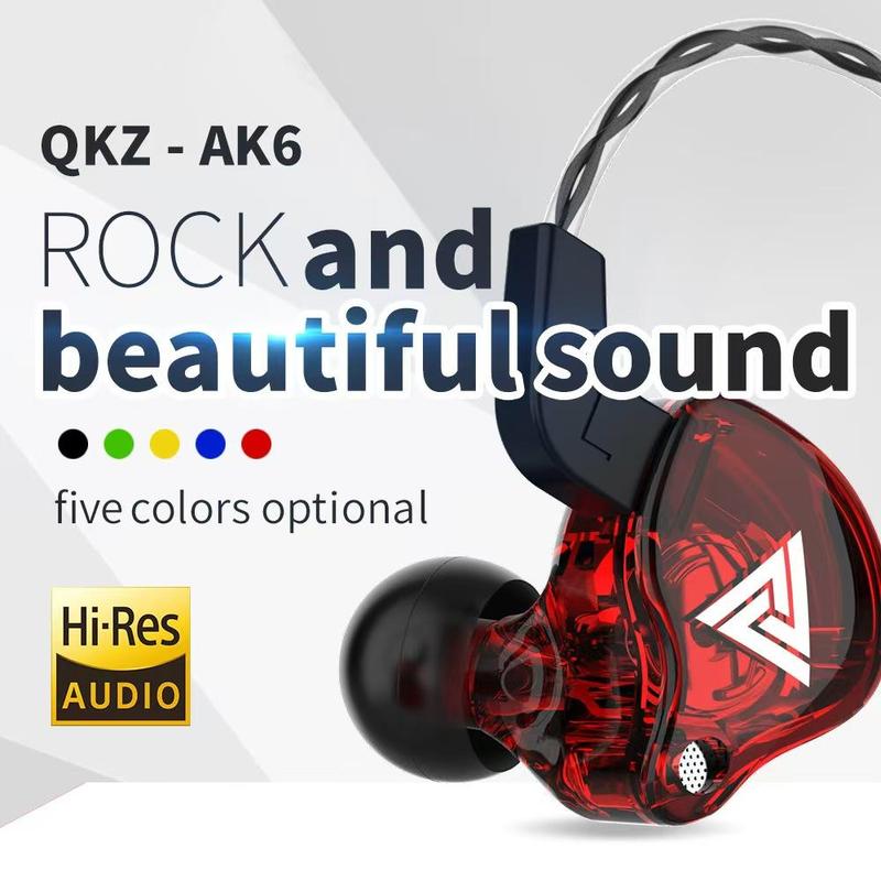 HIFI earphones QKZ AK6 Portable Wired In-Ear Earphone, Wired Headphones With Mic, HiFi Subwoofer Noise Cancelling Wired Earphones for Game Sports, 3D Stereo Sound Headphones For Gym & Sports & Game, Headphones 8D Audio, Electronic Audio Earbud