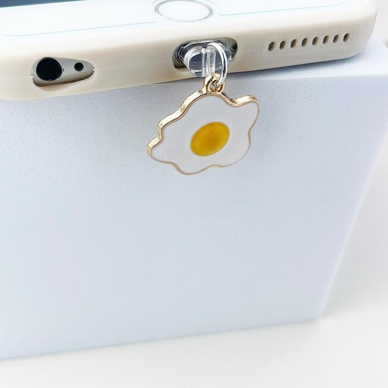 Poached Egg Charging Port Anti Dust Plug, Mobile Phone Dust Plug, Poached Egg Fried Egg Pendant, Mobile Phone Parts