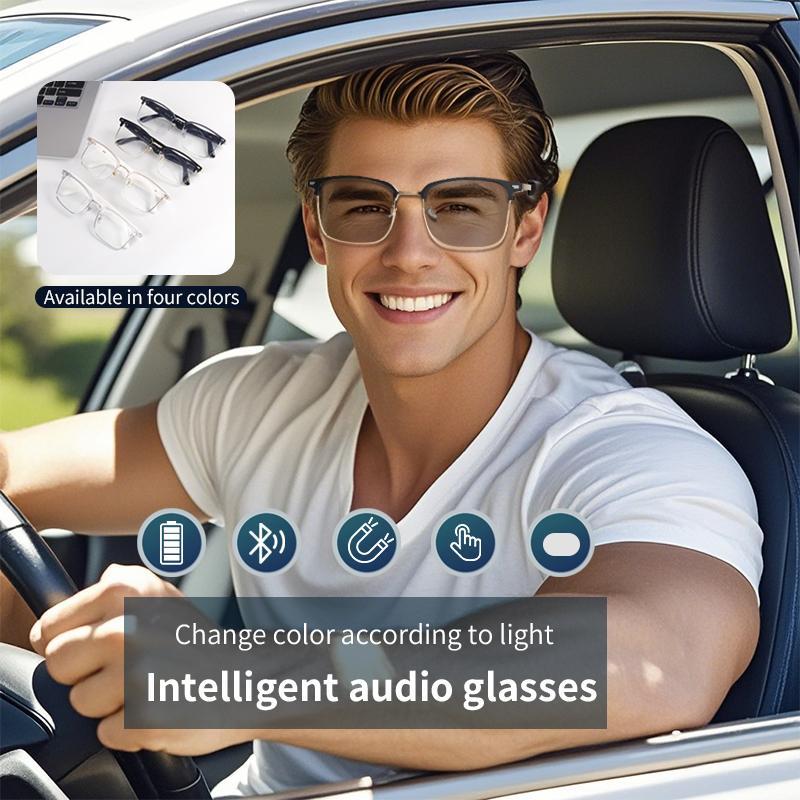 Smart Glasses, Wireless Smart Glasses with Magnetic Charging, AI Smart Glasses for Music & Call Navigation Conference, Suitable for Men and Women