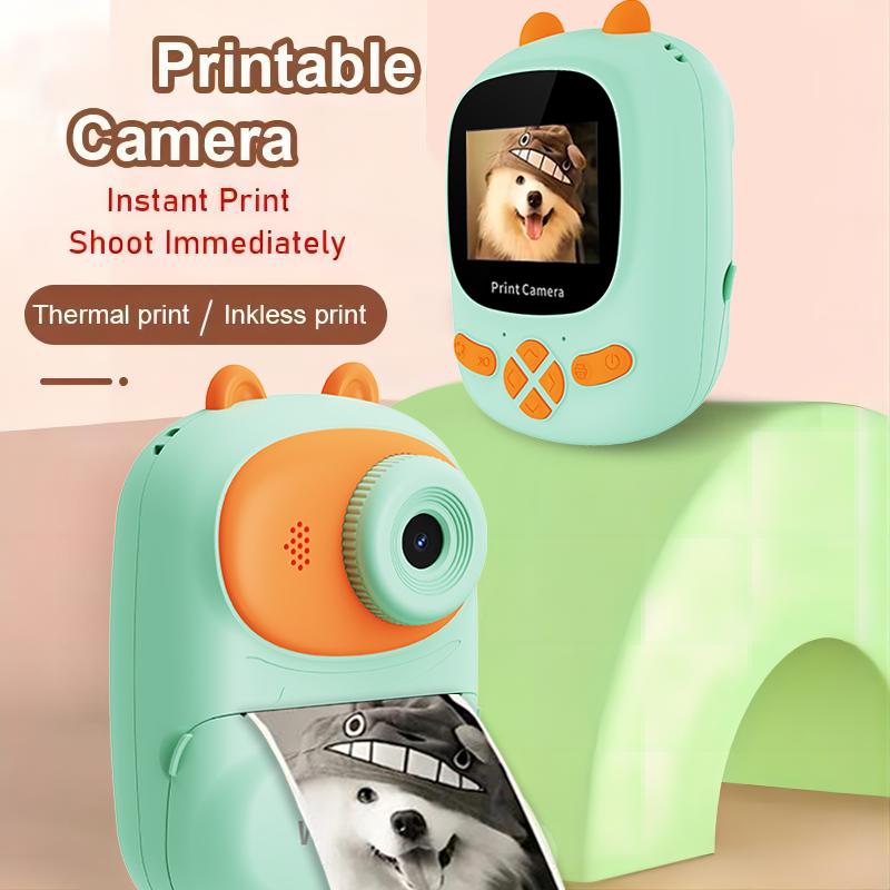 Instant Camera, Thermal Printing, HD Color Screen, 32GB Memory, USB Rechargeable, Fast Photo Printing Toy camera, For All Ages