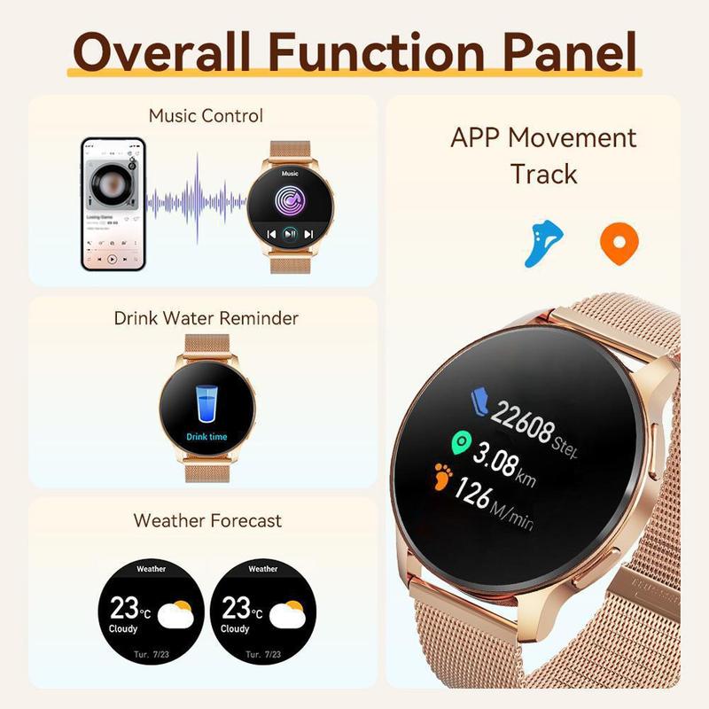 Multifunctional Smart Watch, Fashionable Digital Watch with Weather Forcast, Music Control, Phone Call, Sports Watch for Women & Men