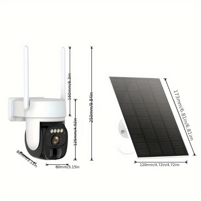 2pcs Wireless Outdoor Solar Security Camera, 2K 360° Panoramic Tilt Low Power WiFi Security Camera, 2.4GWiFi, Ptz With AI Motion Detection, Color Night Vision, Two-way Audio, Cloud Storage, Application Connectivity Waterproof