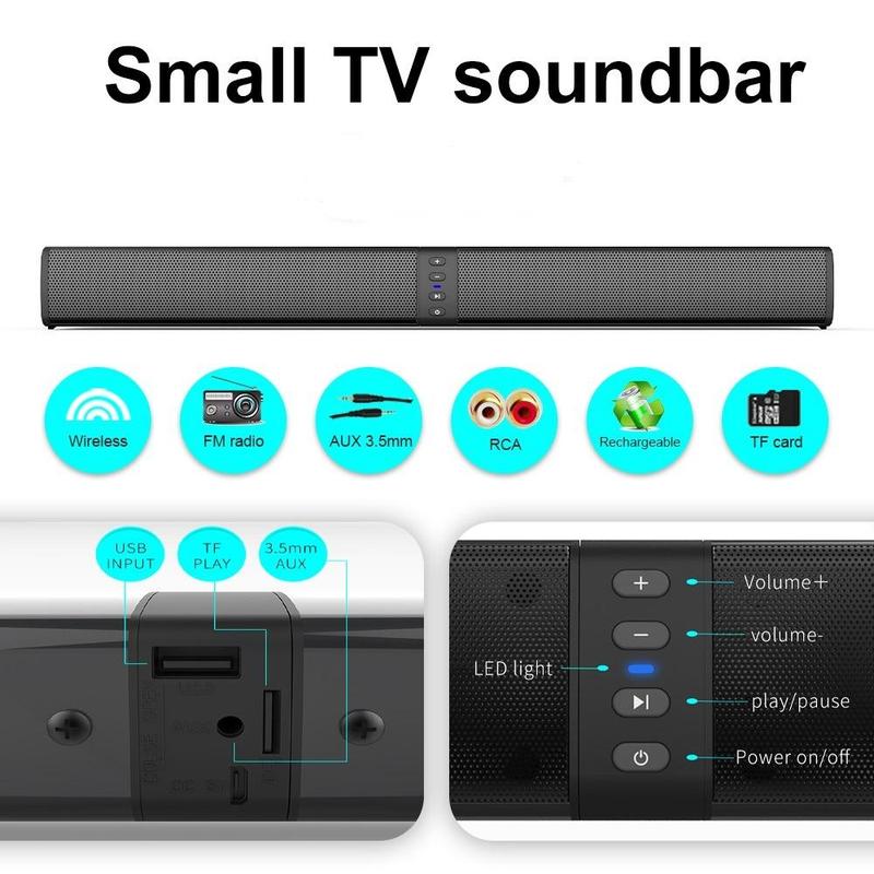 Multifunctional Wireless Audio Speaker, 1 Count Summer 20W 3D Stereo Surround Sound Bluetooth-compatible Speaker, Home Gym Equipment, Desk Sound System, Foldable Small TV Soundbar for TV PC Smartphone Devices, Stocking Fillers Gift