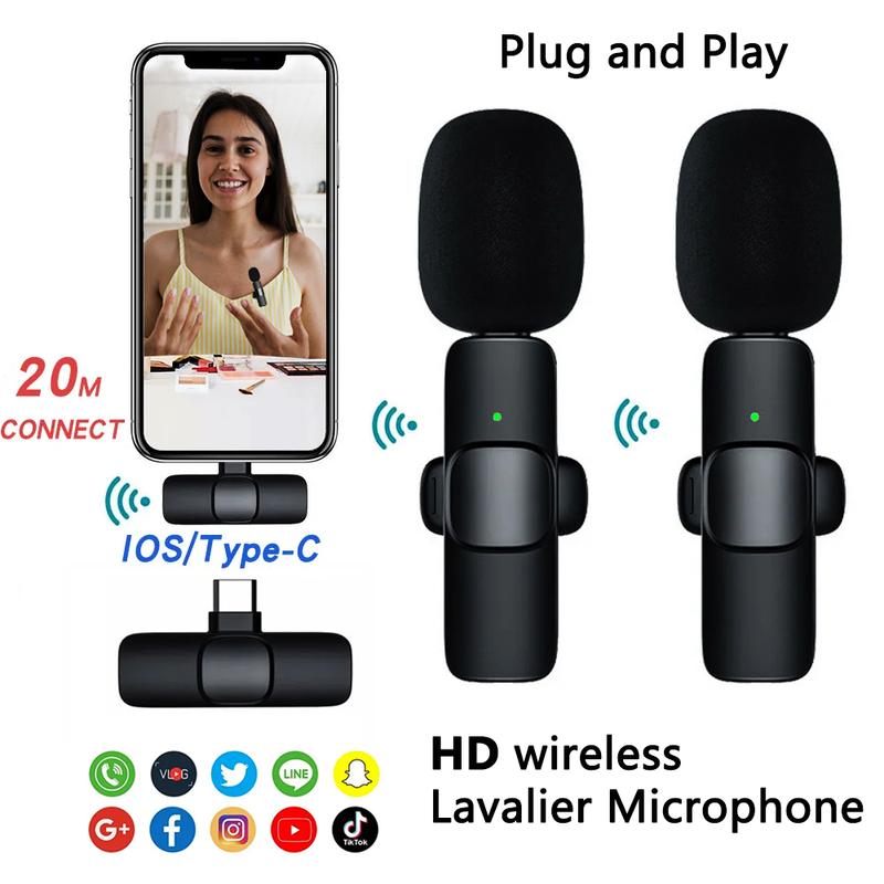 Wireless Lavalier Microphones for iPhone, Android Wireless Clip-on Microphones,Vlog Audio Usb Port for Smartphone,Professional Mic for Recording,interview,Live Streaming,Plug-Play