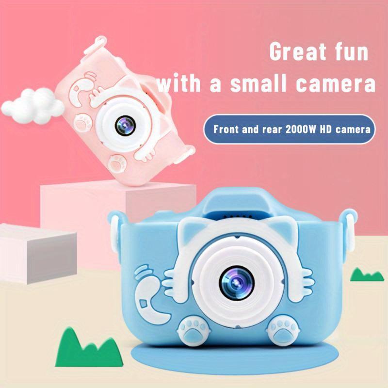 Compact Mini Digital Cameras, Portable Cute Cat Ear Shape Design Video Digital Camera with 32GB SD Card, USB Rechargeable Camera, Stocking Fillers Gift