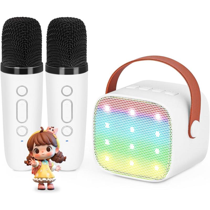 Karaoke Machine,  Toys Birthday Gift for Girls, Mini Portable Bluetooth Speaker with 2 Wireless Microphone for Girl 5,6,7,8,10+Year Old Audio Card