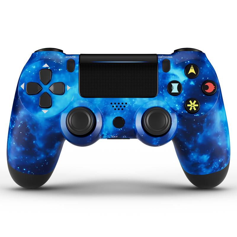 ISHAKO Wireless Game Controller for PS4 PS3 PC Android iOS,With Double Vibration, Six Axis Gyroscope,motion sensing, Capacitive Touch Panel,Built in speaker and 3.5mm headphone jack, gamepad,PS412 universe