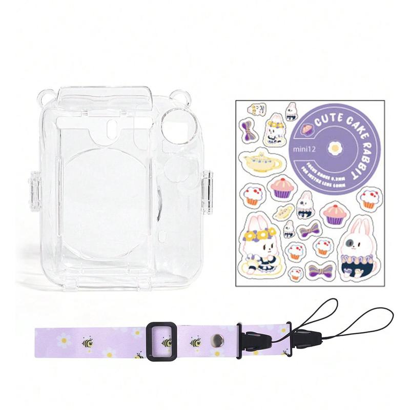 Handheld Polaroid Camera Bag Set, 1 Count Camera Protector Cover With Cute Cartoon Sticker & Lanyard, Suitable For Polaroid Mini12 Camera, Camera Protection Accessories