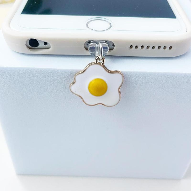 Poached Egg Charging Port Anti Dust Plug, Mobile Phone Dust Plug, Poached Egg Fried Egg Pendant, Mobile Phone Parts