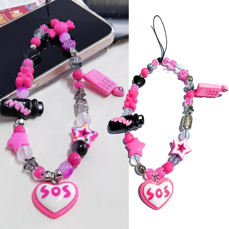 Cute Heart & Star Design Phone Lanyard, 1 Count Fashionable Phone Strap for Women & Girls, Universal Phone Accessories for Daily Use